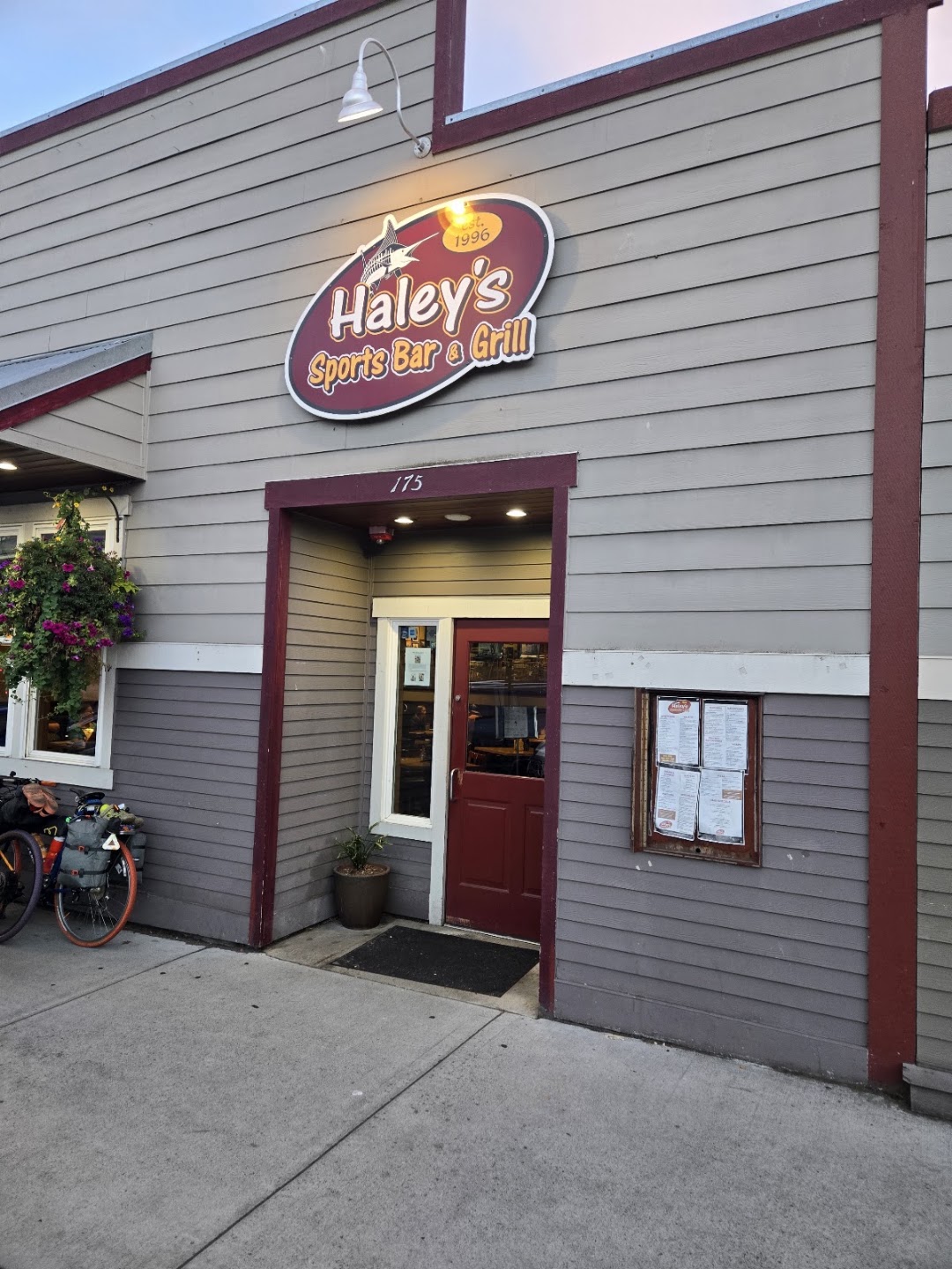Haley's Sports Bar & Grill storefront and entrance at 175 Spring Street
